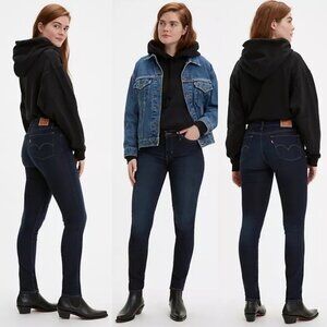 Levis 711 Super Skinny Dark Blue Jeans Indigo Size 25 Stretch‎ Denim High Rise